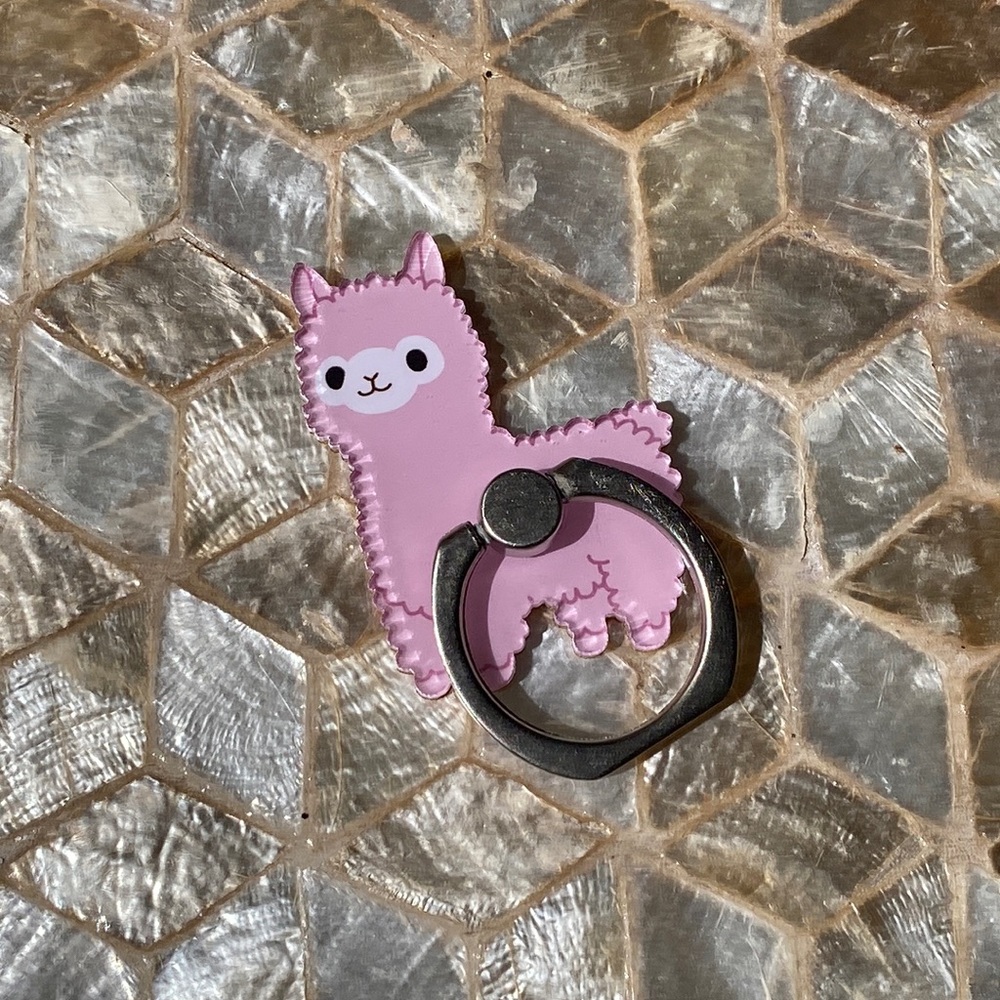 Llama Phone Ring | Rotating Metal Stand | Pink NWT
